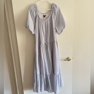 Blue & White Striped plus size Maxi Dress